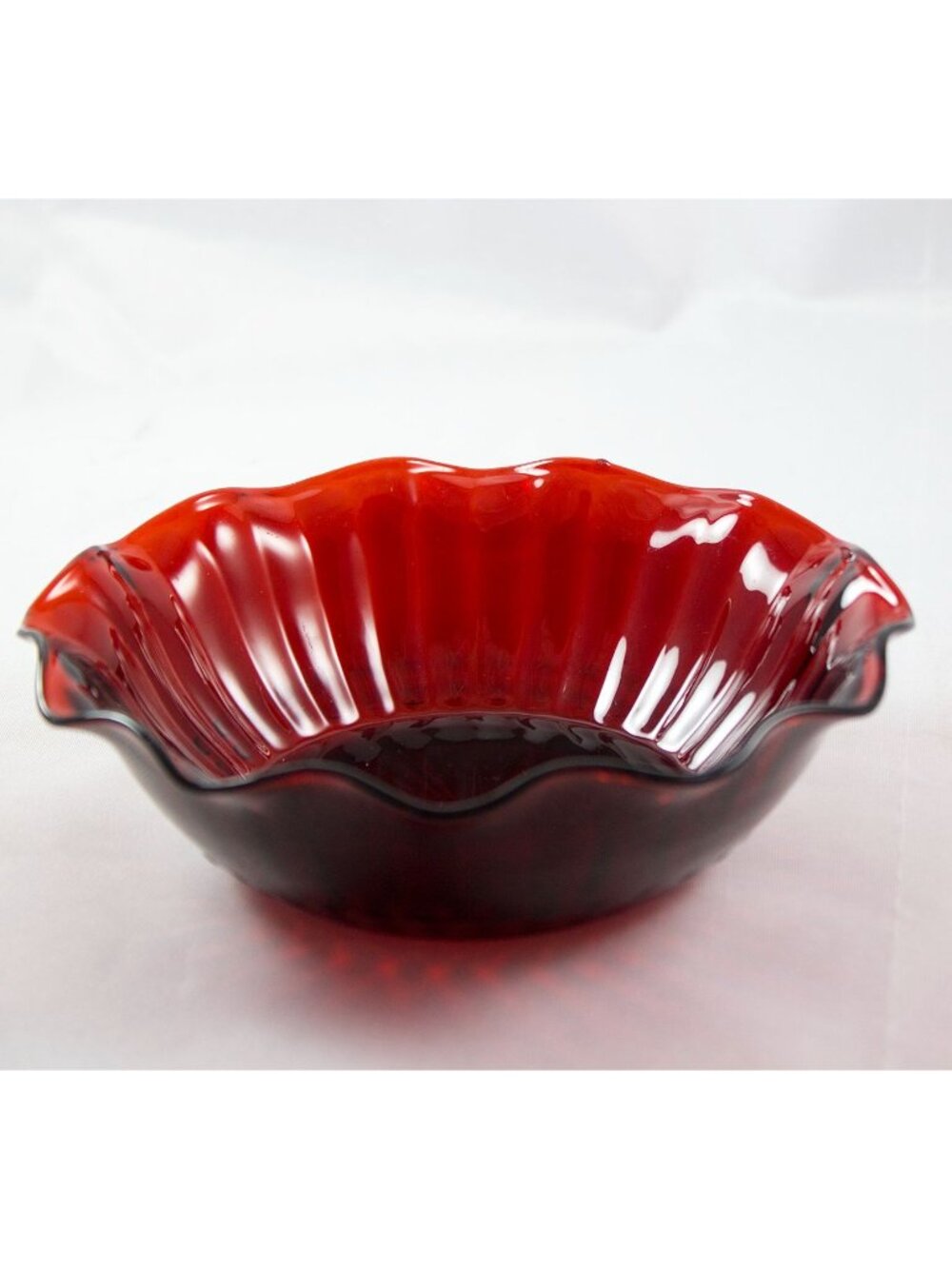 Anchor Hocking Royal Ruby Scalloped Bowl 6.5" Depression/Pressed Glass